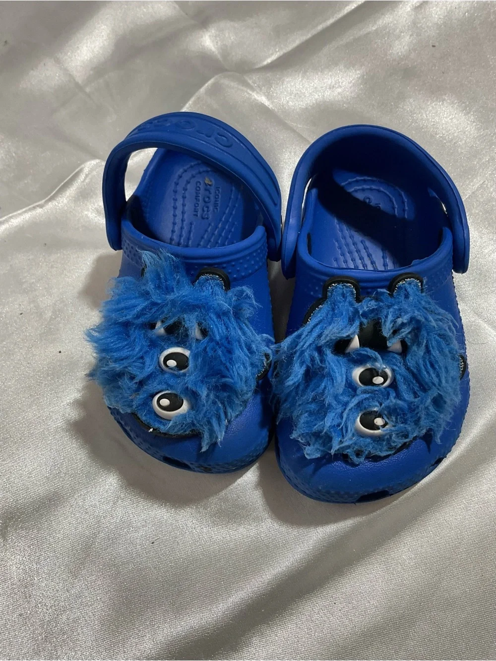 CROCS Kids Blue Fuzzy Monster Clogs